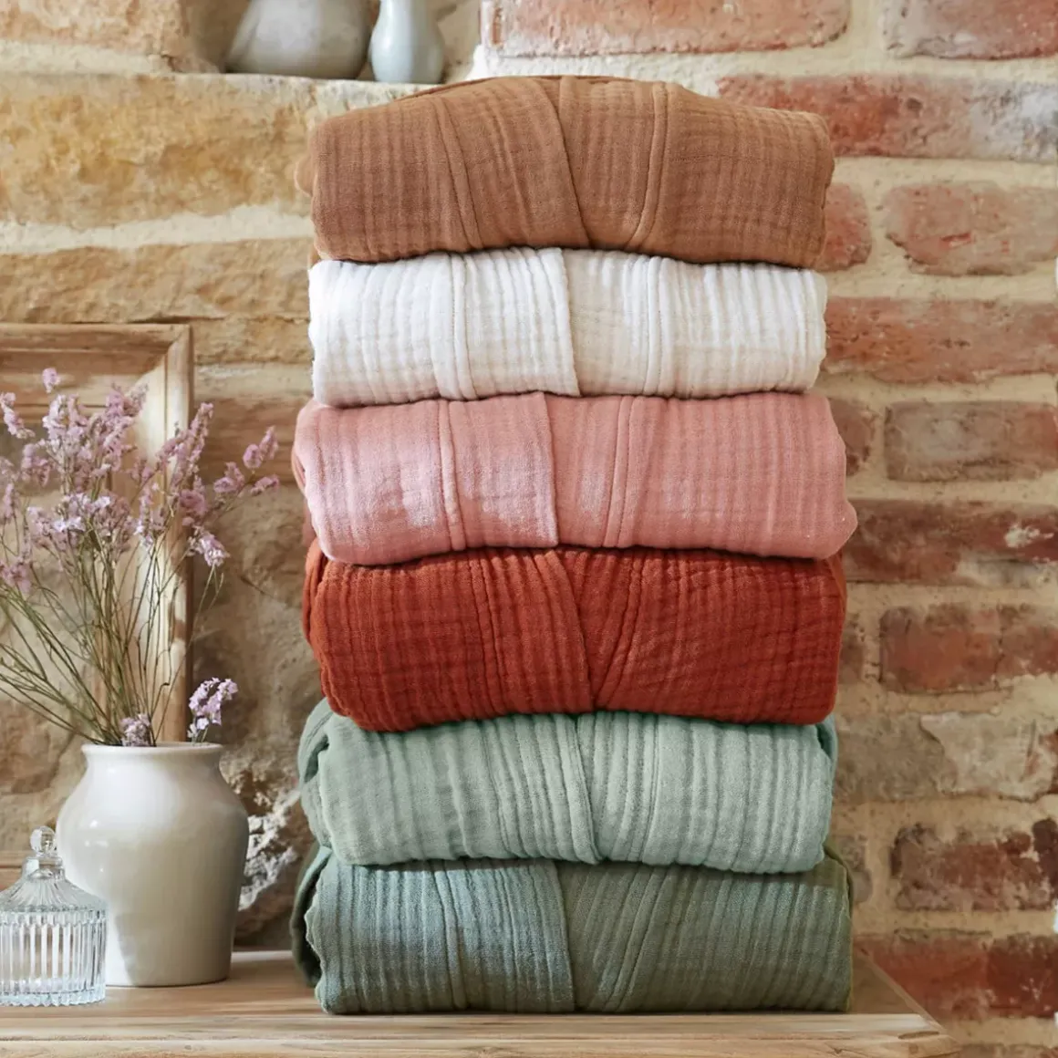 Accappatoio da bagno in garza di cotone L/XL Gaïa Terracotta