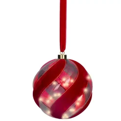 KAEMINGK Oggetti Decorativi E Illuminati|Decorazioni E Oggetti Natalizi-Addobbo natalizio luminoso da appendere con pile 40 LED (D20 cm) Sfera di Venezia Rossa
