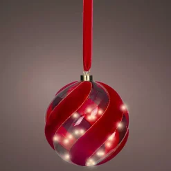 KAEMINGK Oggetti Decorativi E Illuminati|Decorazioni E Oggetti Natalizi-Addobbo natalizio luminoso da appendere con pile 40 LED (D20 cm) Sfera di Venezia Rossa