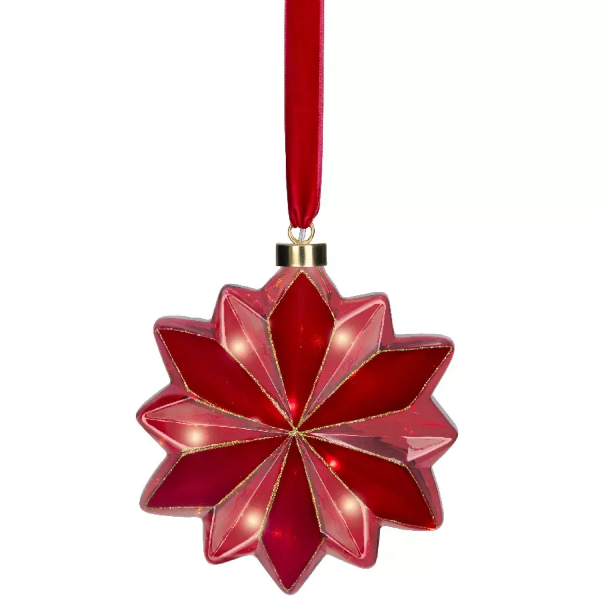 KAEMINGK Decorazioni E Oggetti Natalizi|Oggetti Decorativi E Illuminati-Addobbo natalizio luminoso da appendere con pile 15 LED (D19 cm) Fiore di Venezia