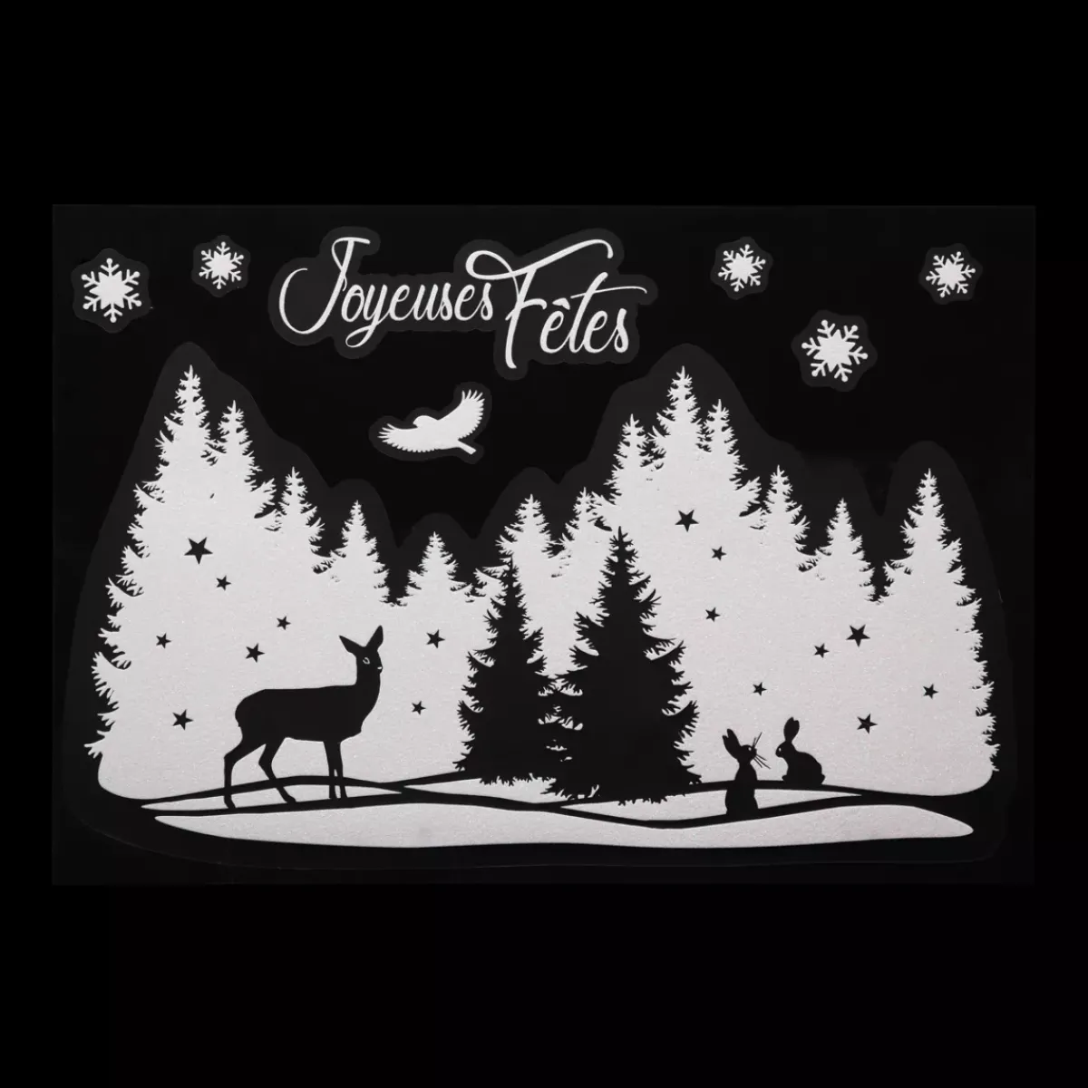 FEERIC LIGHTS Decorazioni E Oggetti Natalizi-Adesivo di Natale per finestra Paesaggio glitterato