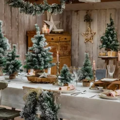 KAEMINGK Albero Di Natale Artificiale|Centrotavola Natalizi-Albero artificiale da tavolo Edmonton Alt. 45 cm Verde innevato