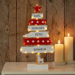 Feeric Lights & Christmas Decorazioni E Oggetti Natalizi-Albero di legno a pile illuminate (50 cm)