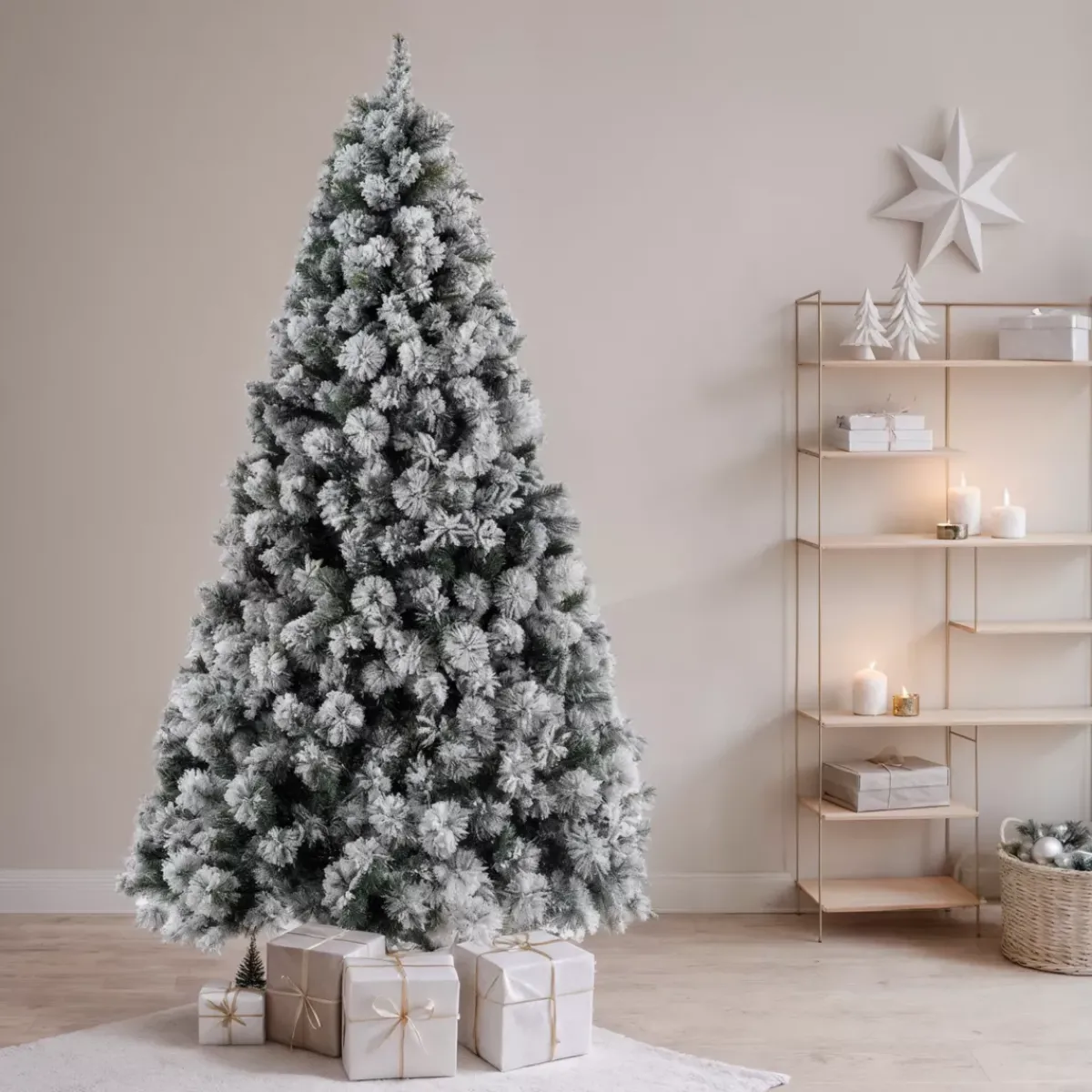 EMINZA Albero Di Natale Artificiale|Alberi Di Natale Grande Dimensione-Albero di Natale artificiale Edmonton Alt. 210 cm Verde innevato