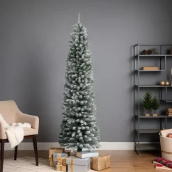 EMINZA Albero Di Natale Artificiale-Albero di Natale artificiale Narrow Alt. 150 cm Verde innevato