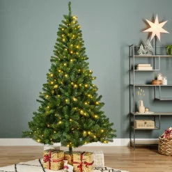 EMINZA Albero Di Natale Artificiale|Alberi Di Natale Grande Dimensione-Albero di Natale artificiale luminoso 320 LED H210 cm King Verde albero