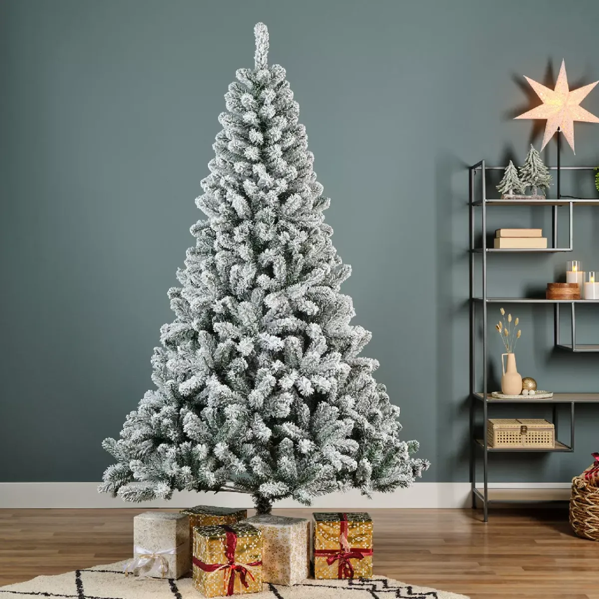 EMINZA Albero Di Natale Artificiale|Alberi Di Natale Grande Dimensione-Albero di Natale artificiale H300 cm King Verde innevato