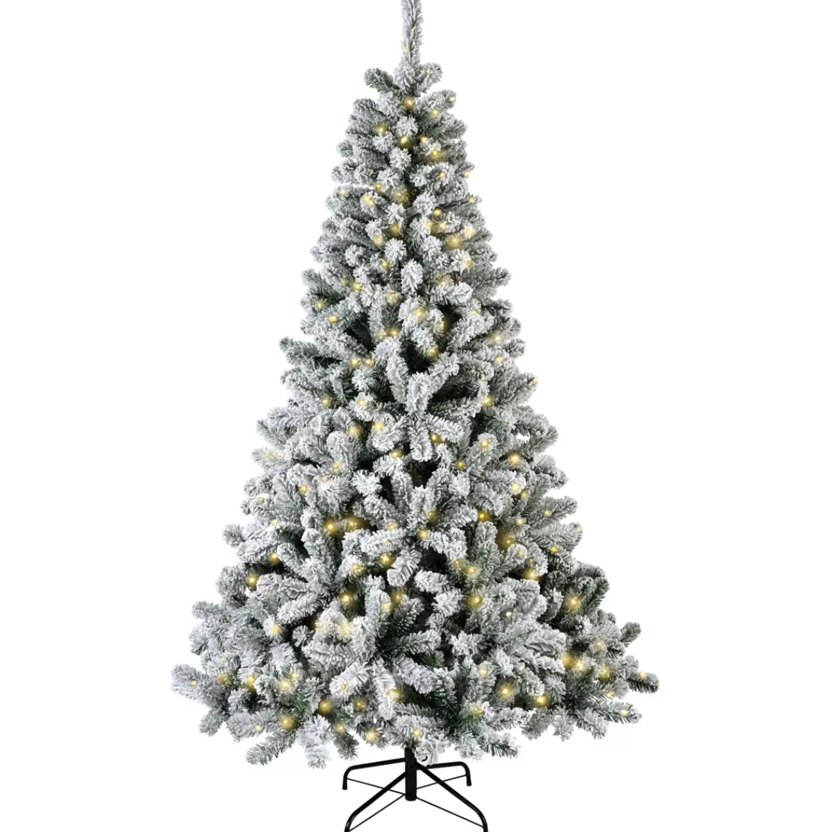 EMINZA Albero Di Natale Artificiale-Albero di Natale artificiale luminoso 200 LED H150 cm King Verde innevato