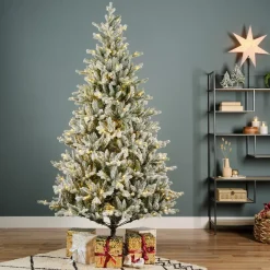 EMINZA Albero Di Natale Artificiale|Alberi Di Natale Grande Dimensione-Albero di Natale artificiale luminoso 560 LED (H240 cm) Allix Verde innevato