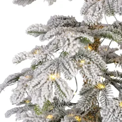 EMINZA Albero Di Natale Artificiale-Albero di Natale artificiale luminoso 150 LED H180 cm Sierra Verde innevato