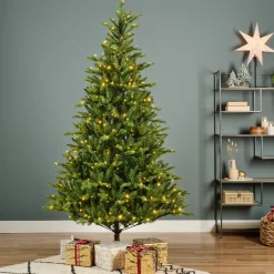 EMINZA Albero Di Natale Artificiale-Albero di Natale artificiale luminoso 320 LED (H180 cm) Allix Verde abete