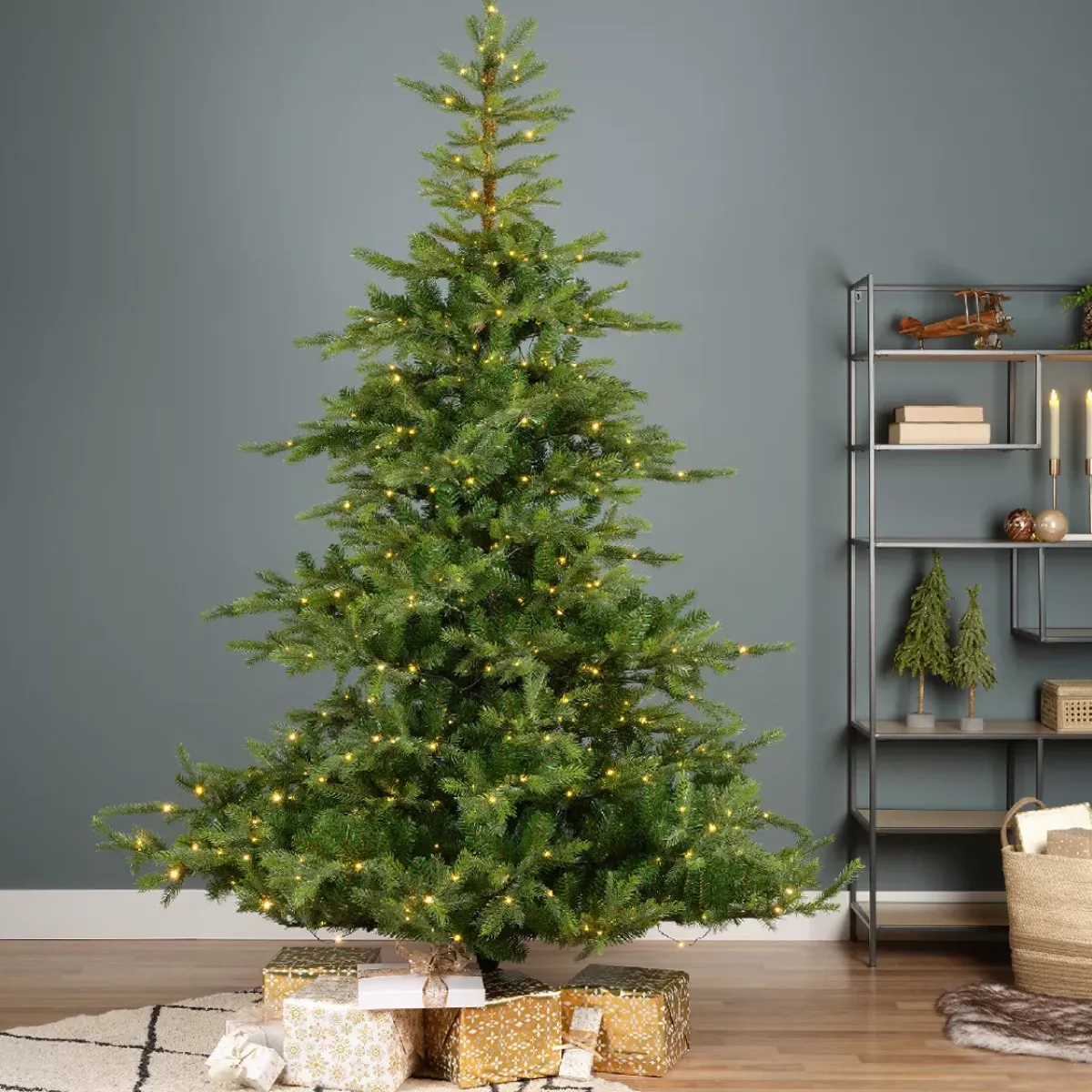 EMINZA Albero Di Natale Artificiale-Albero di Natale artificiale luminoso 400 LED H180 cm Glorious Verde abete