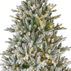 EMINZA Albero Di Natale Artificiale|Alberi Di Natale Grande Dimensione-Albero di Natale artificiale luminoso 430 LED (H210 cm) Allix Verde innevato