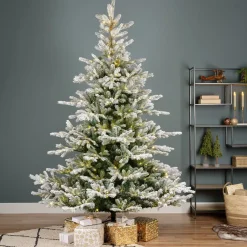 EMINZA Albero Di Natale Artificiale|Alberi Di Natale Grande Dimensione-Albero di Natale artificiale luminoso 700 LED (H240 cm) Glorious Verde innevato
