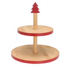 KOOPMAN Stoviglie Natalizie-Alzata per dolci (H26 cm) Le Alpi Rosso