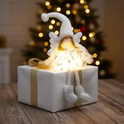 KOOPMAN Oggetti Decorativi E Illuminati|Babbo Natale Animali E Personaggi-Angelo di Natale luminoso a pile (H60 cm) Gladys piumaggio