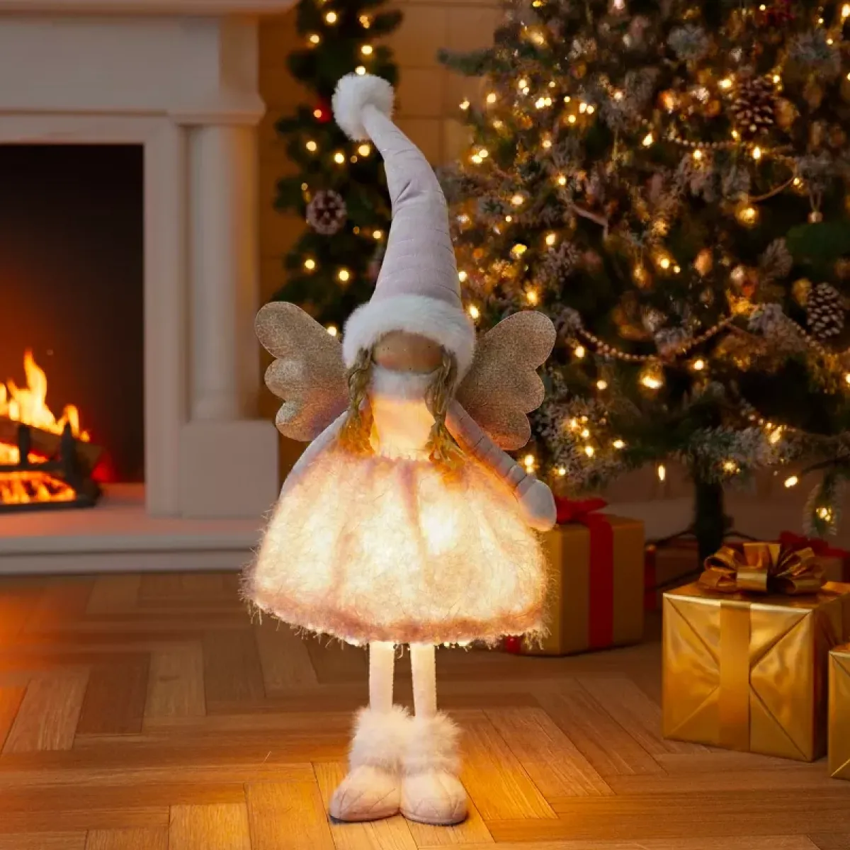KOOPMAN Oggetti Decorativi E Illuminati|Babbo Natale Animali E Personaggi-Angelo di Natale luminoso a pile (H50 cm) Gladys abito