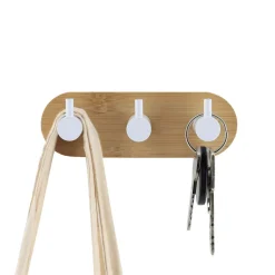 TENDANCE Contenitori Bagno|Mensole-Appendiabiti adesivo 3M bambù 3 ganci (L13.5 cm)