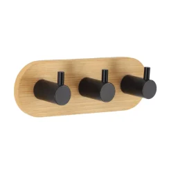TENDANCE Contenitori Bagno-Appendiabiti adesivo 3M bambù 3 ganci (L13.5 cm)