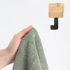 TENDANCE Contenitori Bagno-Appendiabiti adesivo quadrato Gancio singolo 3M Bambù