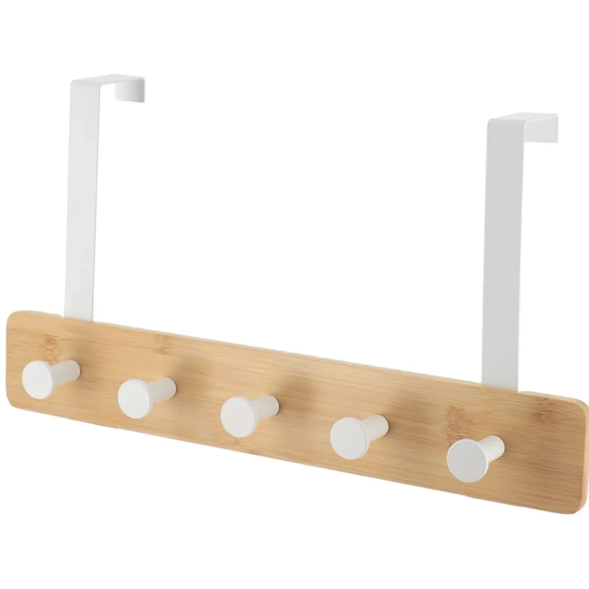 TENDANCE Contenitori Bagno-Appendiabiti per porta 5 ganci (L37 x H20 cm) Bambù