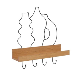EMINZA Mensole-Appendi chiavi con mensola in legno (42 cm) Design e naturale