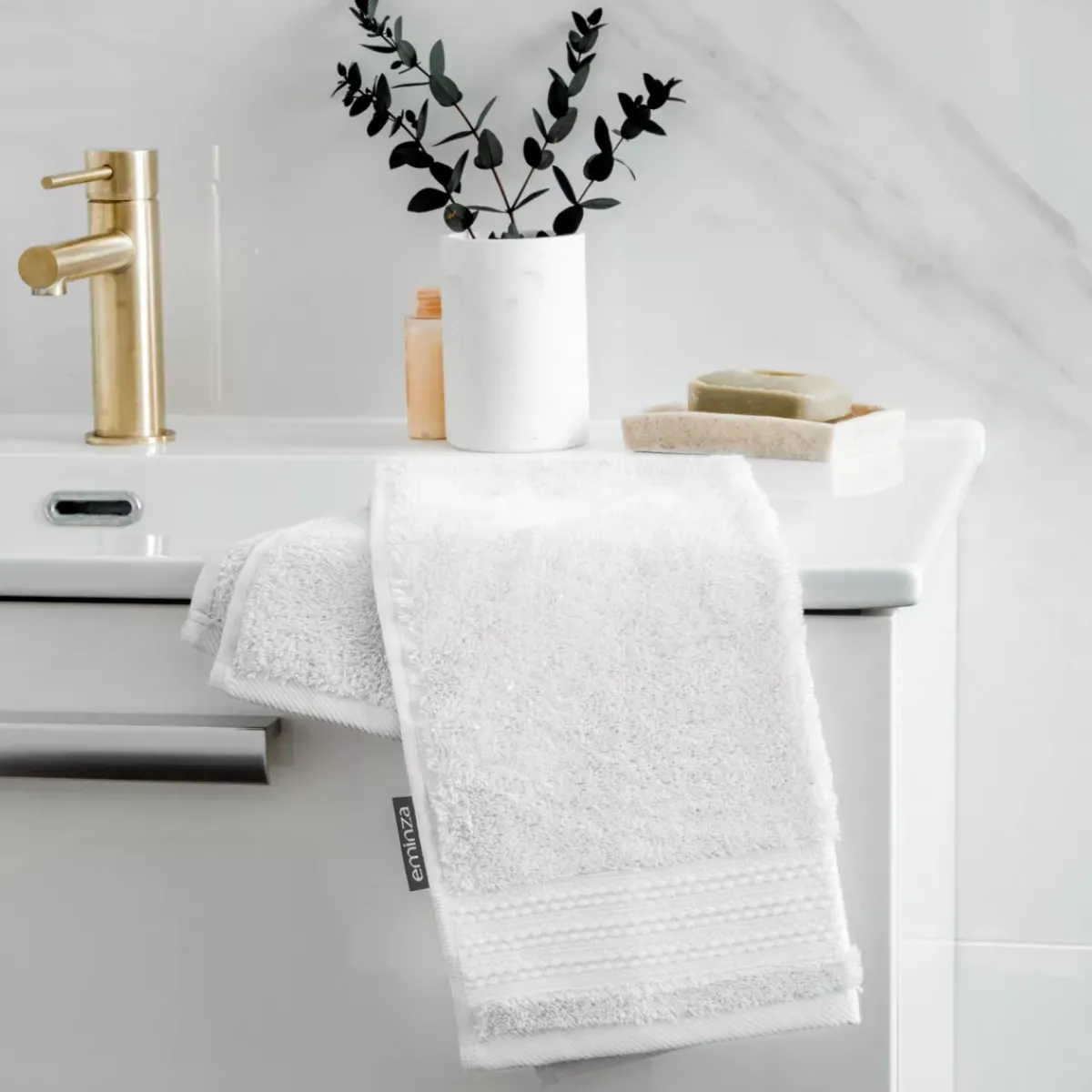 EMINZA Biancheria Bagno|Asciugamani Bagno-Asciugamano bagno cotone bio (30 x 50 cm) Méline chantilly