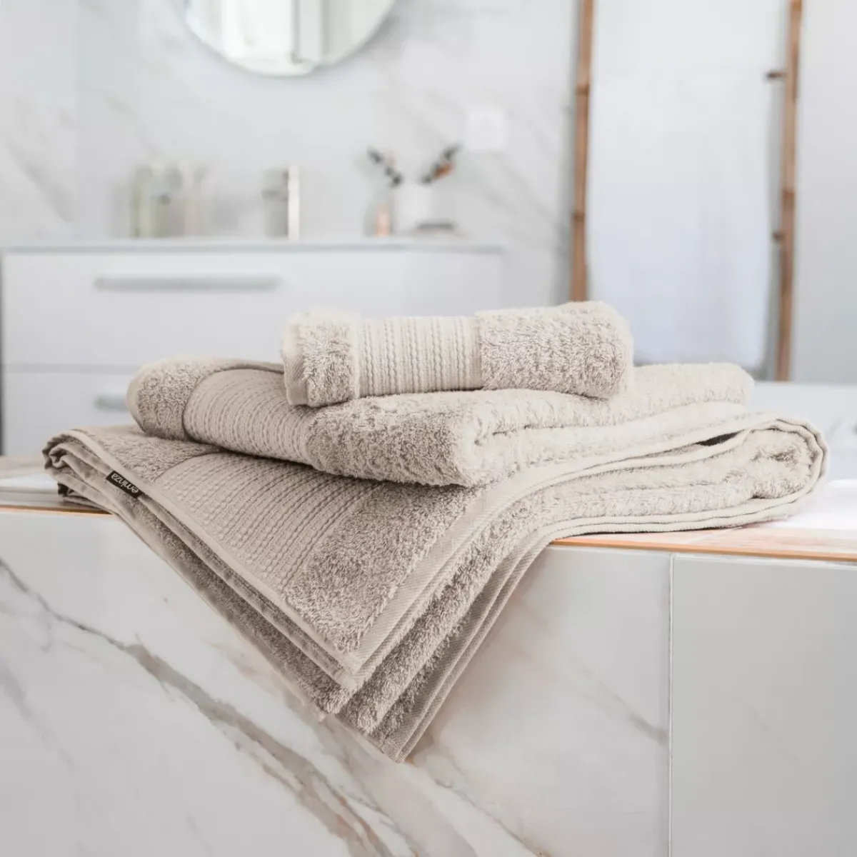 EMINZA Biancheria Bagno|Asciugamani Bagno-Asciugamano bagno cotone bio (50 x 90 cm) Méline pampa