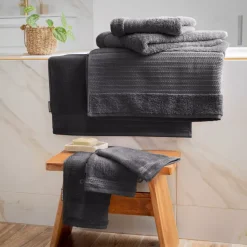 EMINZA Biancheria Bagno|Asciugamani Bagno-Asciugamano bagno cotone bio (30 x 50 cm) Méline Grigio tempesta