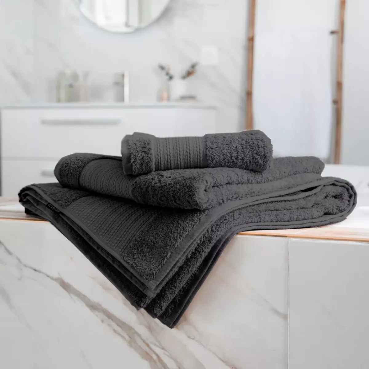 EMINZA Biancheria Bagno|Asciugamani Bagno-Asciugamano bagno cotone bio (30 x 50 cm) Méline Grigio tempesta