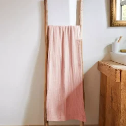 EMINZA Biancheria Bagno|Asciugamani Bagno-Asciugamano da bagno in garza di cotone (90 x 150 cm) Gaia Pesca Rosa