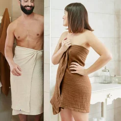 EMINZA Biancheria Bagno|Asciugamani Bagno-Asciugamano da bagno in garza di cotone (90 x 150 cm) Gaïa