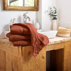 EMINZA Biancheria Bagno|Asciugamani Bagno-Asciugamano da bagno in garza di cotone (30 x 50 cm) Gaia