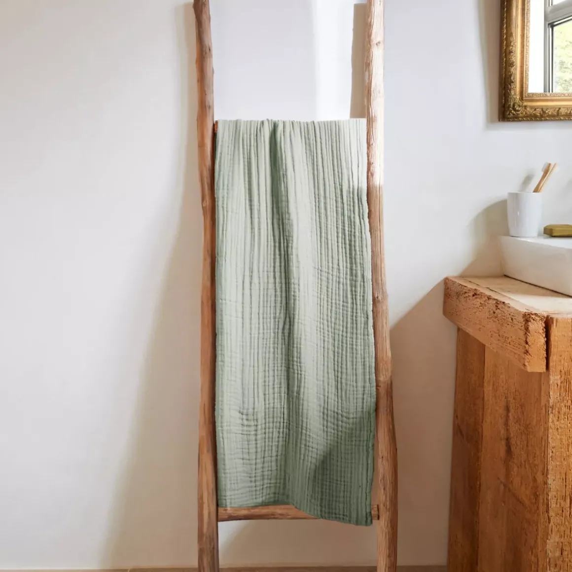 Asciugamano da bagno in garza di cotone (70 x 130 cm) Gaia Verde eucalipto