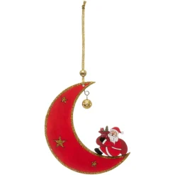 Feeric Lights & Christmas Addobbi Natalizi-Babbo Natale da appendere (H12 cm) Luna in legno