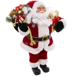 FEERIC LIGHTS Babbo Natale Animali E Personaggi-Babbo Natale decorazione tradizionale velluto (H45 cm) Felix e regali