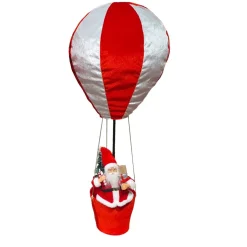 KOOPMAN Babbo Natale Animali E Personaggi|Personaggi E Oggetti Grande Dimensione-Babbo Natale in Mongolfiera (H97 cm) All'avventura Bianco e