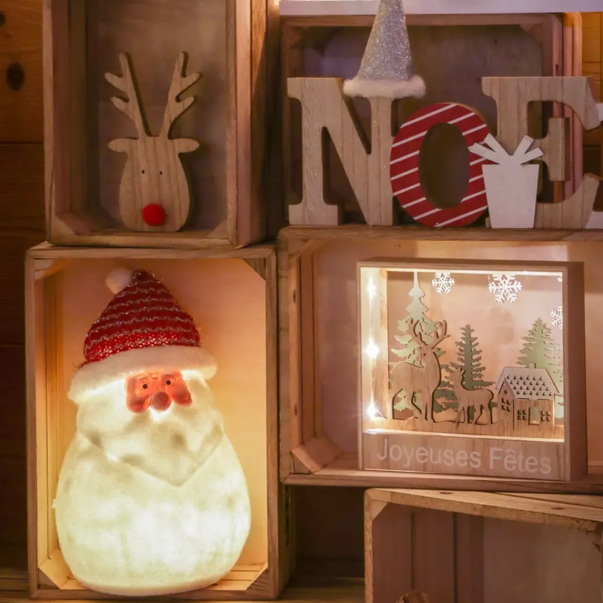KAEMINGK Oggetti Decorativi E Illuminati|Babbo Natale Animali E Personaggi-Babbo Natale luminoso a pile Ennry 4 LED