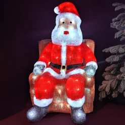 EMINZA Oggetti Decorativi E Illuminati-Babbo Natale luminoso seduto 100 LED