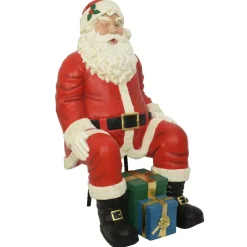 EMINZA Babbo Natale Animali E Personaggi|Personaggi E Oggetti Grande Dimensione-Babbo Natale tradizionale Gigante (H137 cm) Klaus seduto e i regali