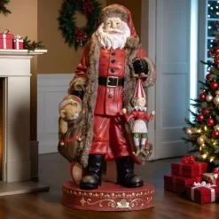 EMINZA Babbo Natale Animali E Personaggi|Personaggi E Oggetti Grande Dimensione-Babbo Natale tradizionale Gigante (H166 cm) Klaus e i regali
