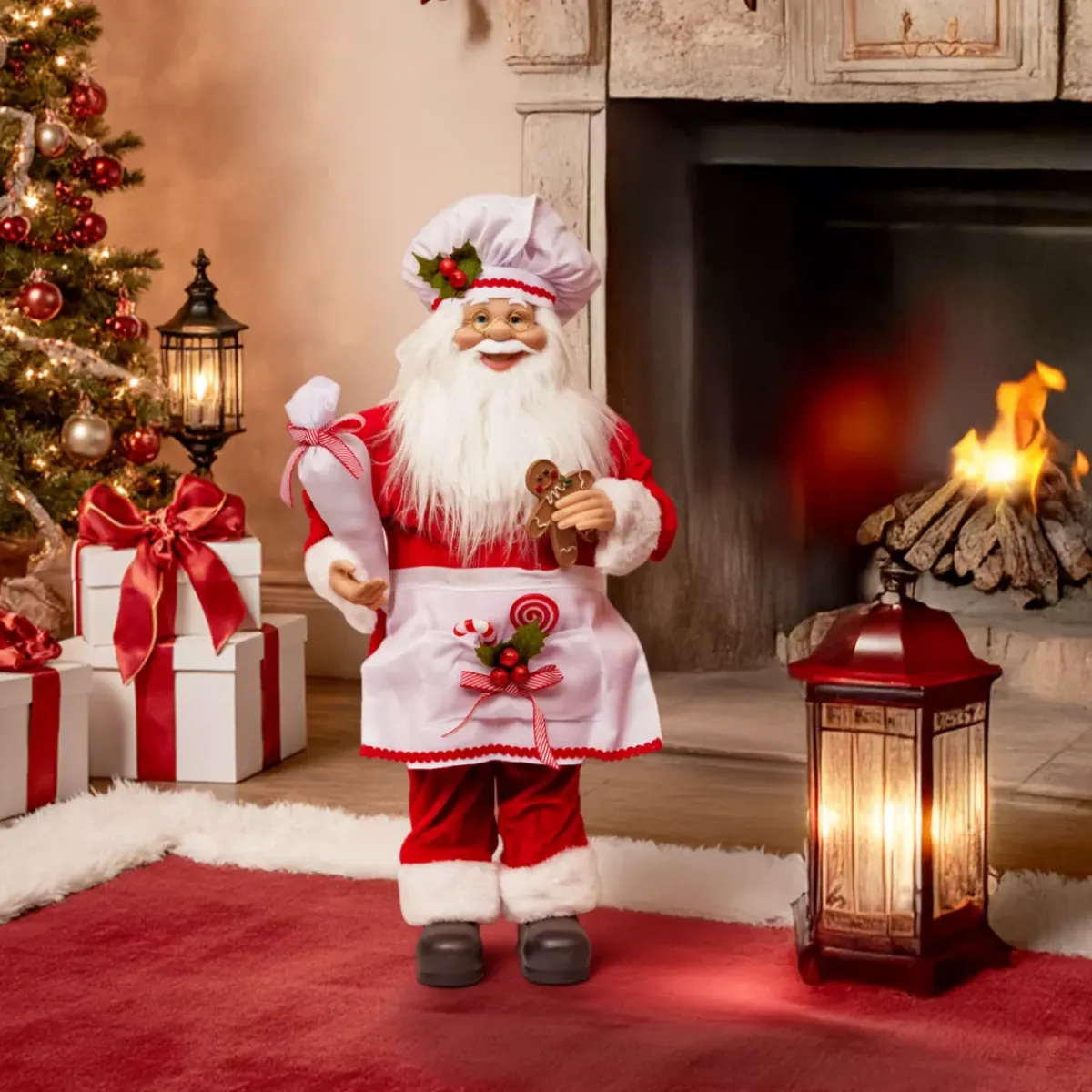JJA Babbo Natale Animali E Personaggi-Babbo Natale tradizionale (H60 cm) Gautier il cuoco