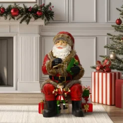 EMINZA Babbo Natale Animali E Personaggi-Babbo Natale tradizionale (H80 cm) Schiaccianoci Marionetta