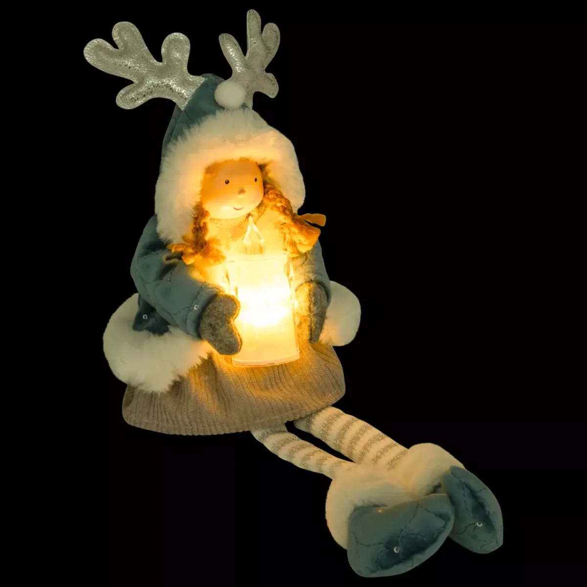 JJA Oggetti Decorativi E Illuminati|Babbo Natale Animali E Personaggi-Bambola luminosa seduta (H41 cm) Alice e candela