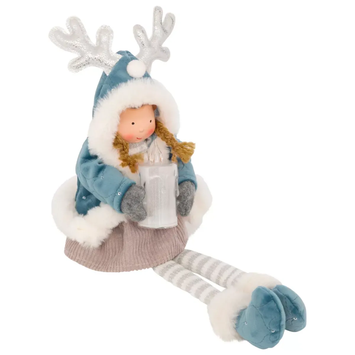 JJA Oggetti Decorativi E Illuminati|Babbo Natale Animali E Personaggi-Bambola luminosa seduta (H41 cm) Alice e candela