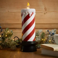 KOOPMAN Oggetti Decorativi E Illuminati|Ghirlande Luminose Decorative-Candela decorativa luminosa LED (H30 cm) Candy Candle e bianco