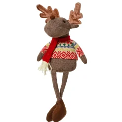 KAEMINGK Babbo Natale Animali E Personaggi-Caribù decorativo natalizio (H40 cm) Loulou sciarpa Rossa