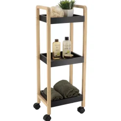 TENDANCE Contenitori Bagno|Mobili Bagno-Carrello a rotelle 3 livelli (H79 cm) Bambù