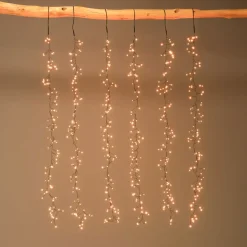 KAEMINGK Ghirlande Di Luci-Cascata luminosa 1 m 600 Micro LED cavo nero 6 Discese Bianco caldo dorato