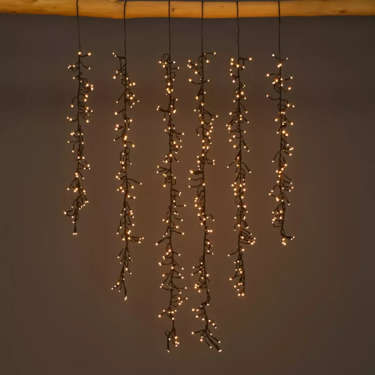 KAEMINGK Ghirlande Di Luci-Cascata luminosa 1 m 600 Micro LED cavo nero 6 discese Bianco caldo